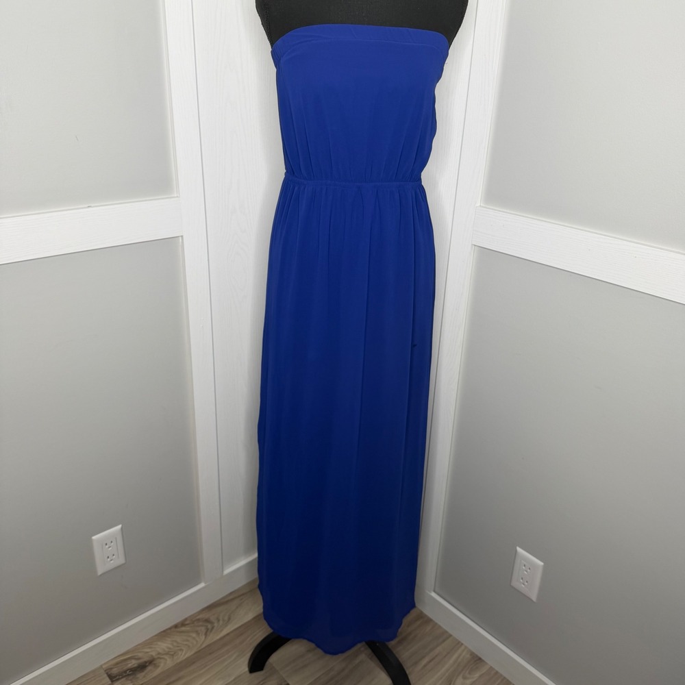 One Clothing Maxi Dress Womens Medium Royal Blue Strapless Elastic Waist